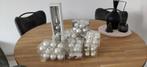 Kerstboom versiering zilver, kerstballen,slingers en piek, Diversen, Kerst, Ophalen of Verzenden, Zo goed als nieuw