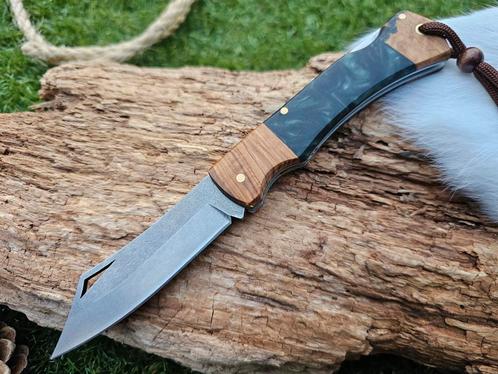 Olijfhout Hybrid Epoxy Handgemaakte zakmes, Verzamelen, Militaria | Algemeen, Overige soorten, Mes of Dolk, Overige gebieden, Ophalen of Verzenden