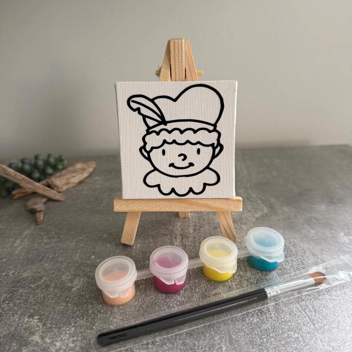 schildersdoekje piet verfset compleet feestje, Diversen, Sinterklaas, Nieuw, Ophalen of Verzenden