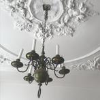 Antieke messing lamp met zes armen voor kaarsen, Ophalen
