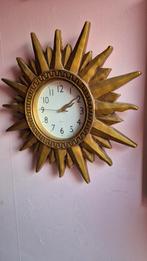 Grote gouden zon klok 45 cm, Ophalen of Verzenden, Gebruikt, Analoog, Wandklok
