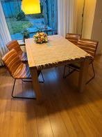 Cognac Kleurige Art-Leder Stoelen (6), Ophalen, Kunststof, Gebruikt, Bruin