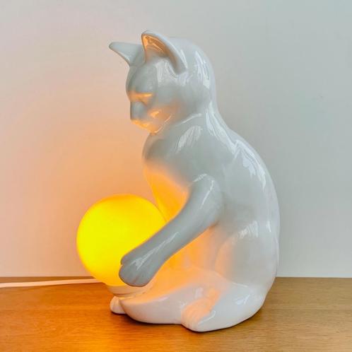 vintage kat LAMP porselein 70’s opaal glas Mid Century poes, Huis en Inrichting, Woonaccessoires | Overige, Gebruikt, Ophalen of Verzenden