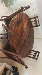 Antieke tafel met 4 stoelen, Ophalen of Verzenden