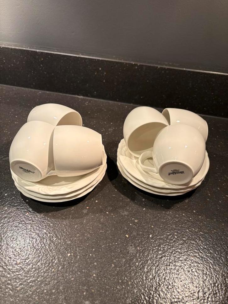 Villeroy & Boch Foglia 6 kopjes en schotels, Huis en Inrichting, Keuken | Servies, Zo goed als nieuw, Kop(pen) en/of Schotel(s)