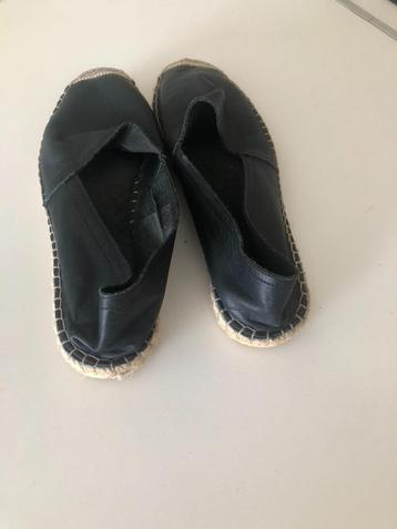 Zwarte leren Pieces espadrilles, maat 40 beschikbaar voor biedingen