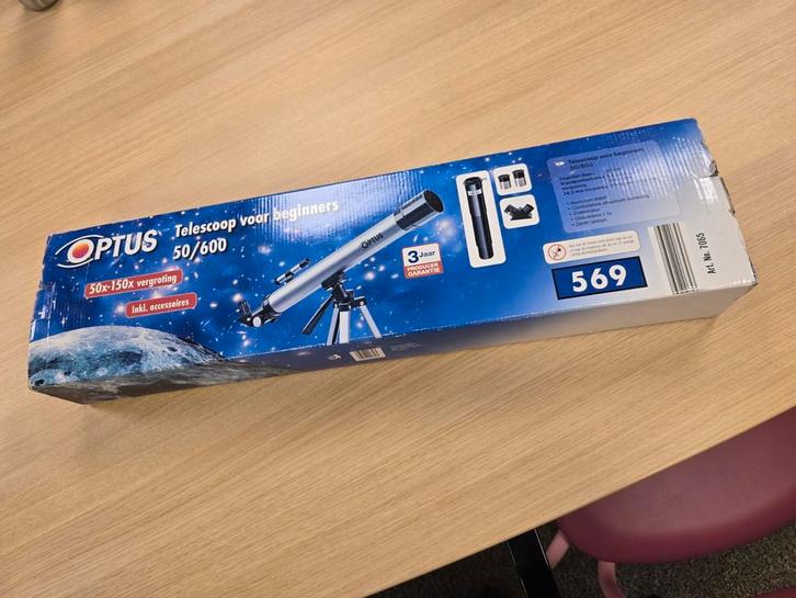 Optus Telescoop 50/600 - Zelden Gebruikt!, Audio, Tv en Foto, Optische apparatuur | Telescopen, Zo goed als nieuw, Lenzentelescoop (refractor)