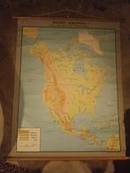 Vintage Schoolkaart Noord-Amerika - Jaren '60/'70, Antiek en Kunst, Antiek | Schoolplaten, Ophalen of Verzenden, Aardrijkskunde