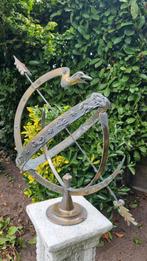 Bronzen zonnewijzer met sokkel, Tuin en Terras, Zonnewijzers, Ophalen, Zo goed als nieuw