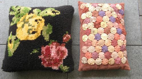 retro kussens handwerk, Huis en Inrichting, Woonaccessoires | Kussens, Gebruikt, Rechthoekig, Ophalen of Verzenden
