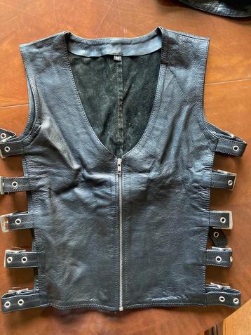 Hele gaaf leren shirt met gespen mt M/L€45, incl verz postnl beschikbaar voor biedingen