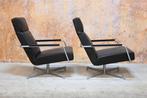 ZGANieuw! 2 zwarte leren Harvink Optie draaifauteuils, Harvink, Harvink, Design, 75 tot 100 cm