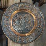 Antieke koperen wanddecoratie reliëf oud Hollands tafereel, Antiek en Kunst, Ophalen of Verzenden
