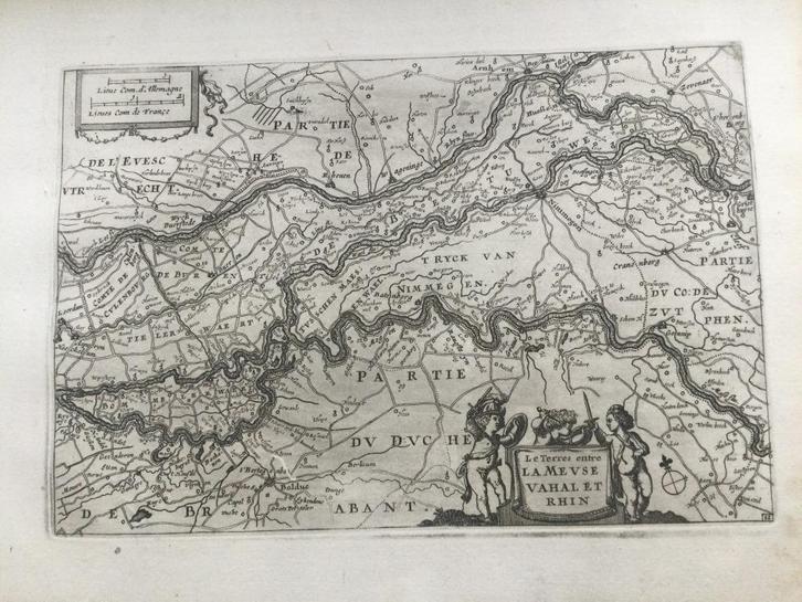 Gelderland, Maas, Waal, Rijn, Nijmegen, Colom, 1660 Zeldzaam, Antiek en Kunst, Kunst | Etsen en Gravures, Verzenden