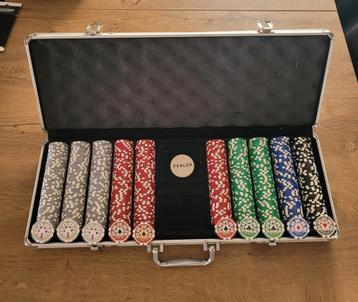 Luxe pokerset, 500 poker fiches met waardeopdruk! beschikbaar voor biedingen