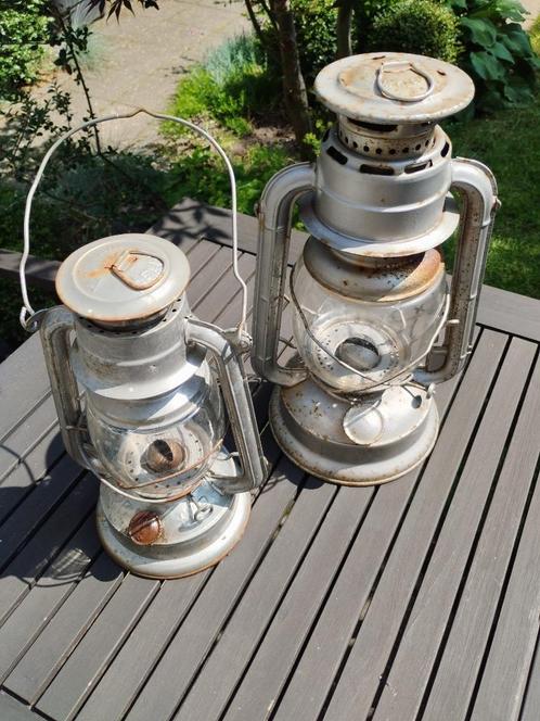 Storm lantaarn 2x, Tuin en Terras, Buitenverlichting, Gebruikt, Overige typen, Staal, Ophalen of Verzenden