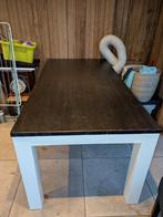 Donkerbruine eettafel met witte poten - 180x90cm, Ophalen
