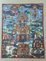 oude vintage thangka Tibetaans schilderij op linnen 37x48cm, Ophalen of Verzenden
