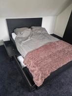 Malm 2-persoonsbed 140x200 met lades, Gebruikt, Zwart, Tweepersoons, 200 cm