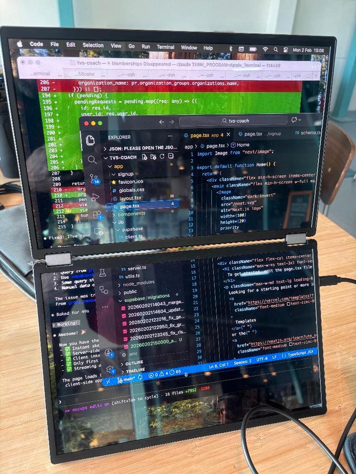 Portable monitor ASUS ZenScreen Duo OLED MQ149CD, Computers en Software, Monitoren, Zo goed als nieuw, 60 Hz of minder, HDMI, USB-C