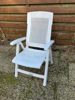 4 witte comfortabele opklapbare tuinstoelen, Ophalen, Gebruikt, Kunststof, Inklapbaar