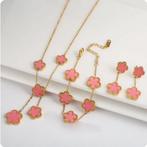 Bloem sieraden set roze, Verzenden, Zo goed als nieuw