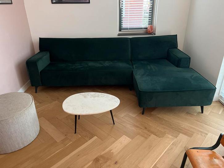 Groene Goossens Bank - Zo goed als nieuw!, Huis en Inrichting, Banken | Bankstellen, Zo goed als nieuw, Hoekbank, Vierpersoons of meer