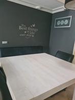 Robuuste eiken vierkante eettafel Goossens 140x140 whitewash, Ophalen, Gebruikt, 200 cm of meer, 50 tot 100 cm