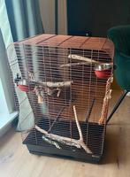 Vogelkooi Flamingo koper zwart + inhoud, Ophalen, Gebruikt, Metaal, Vogelkooi