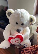 Grote Teddybeer met Hart 'I Love You' – 70 cm – Wit, Kinderen en Baby's, Speelgoed | Knuffels en Pluche, Ophalen, Zo goed als nieuw