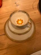 Vintage Retro Ontbijtset Goud/Oranje/Geel, Gebruikt, Ophalen of Verzenden, Overige stijlen, Kop(pen) en/of Schotel(s)