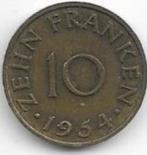 10  franken  1954  Saarland. km. 1, Ophalen of Verzenden, Overige landen, Losse munt