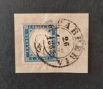 ITALIË - SARDEGNA 1861 20 centisimi azzurro oltremare Sa15Dc, Ophalen of Verzenden, Gestempeld