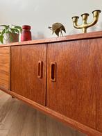 Vintage dressoir lowboard teak hout jeren 50/60, Ophalen, Gebruikt, Met deur(en), 150 tot 200 cm
