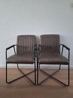 2  Stoelen kunstleder grijs/bruin, Huis en Inrichting, Ophalen, Kunststof, Gebruikt, Twee