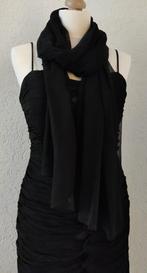 Jurk zwart opengewerkte delen chiffon met stola/sjaal, Overige typen, Zwart, Ophalen of Verzenden, Zo goed als nieuw