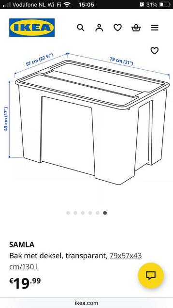 IKEA SAMLA opbergbakken - 2 stuks beschikbaar voor biedingen