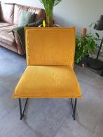 Fauteuil Stoel Okergeel rib stof, Ophalen of Verzenden, Gebruikt, 75 tot 100 cm, Metaal