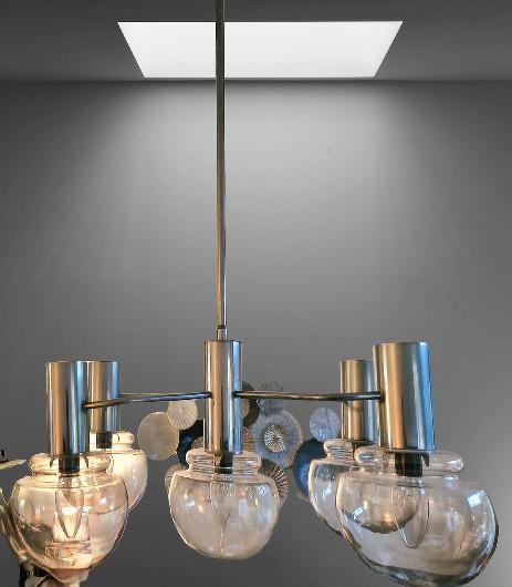 Mid Century Modern Atomic hanglamp toegeschreven sciolari, Huis en Inrichting, Lampen | Hanglampen, Gebruikt, Minder dan 50 cm