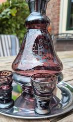 Venitiaanse karaf met 2 borrelglaasje 1960, Antiek en Kunst, Ophalen of Verzenden
