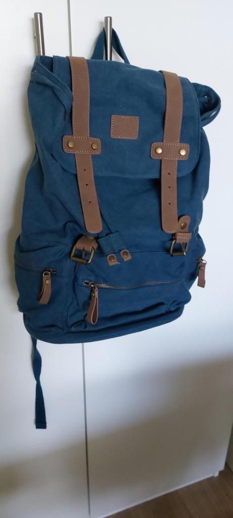 Tk nwe sterke rugzak Human Nature stevig blauw canvas, Sieraden, Tassen en Uiterlijk, Tassen | Rugtassen, Nieuw, Overige merken