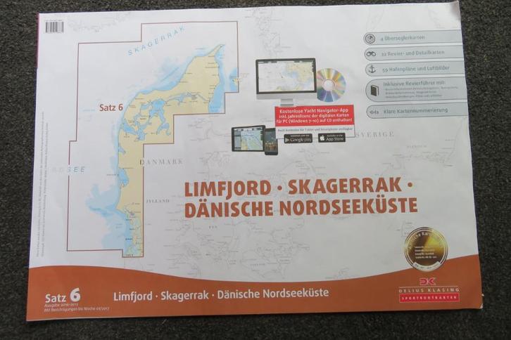 Zeekaart Deense Noordzeekust Skagerrak, Watersport en Boten, Zeilen en Zeiltoebehoren, Zo goed als nieuw, Minder dan 15 m², Ophalen of Verzenden
