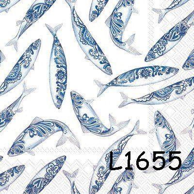 Servetten decoupage/bullet journal – vissen L1655, Hobby en Vrije tijd, Knutselen, Nieuw, Materiaal, Verzenden