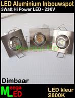 LED Inbouwspot Mini 230V 3W Warmwit SET 3 stuks dimbaar - A5, LEDinbouwspot, Led, Metaal of Aluminium, Nieuw