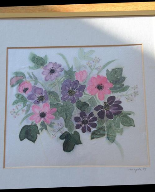 “fleurige bloemen” Aquarel ? door Magda, Huis en Inrichting, Woonaccessoires | Schilderijen, Tekeningen en Foto's, Gebruikt, Schilderij