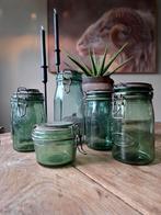 Antieke Groene Franse Weckpotten / Weck Glazen, Ophalen of Verzenden