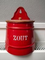 Rood emaille zout pot bk gouden bies, Ophalen of Verzenden