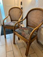 GRATIS..Vintage Rotan Stoelen met Webbing Rugleuning, Ophalen, Gebruikt, Bruin, Twee