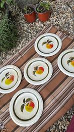 5 vintage ontbijtbordjes gebaksbordjes appeltjes appel, Huis en Inrichting, Keuken | Servies, Ophalen of Verzenden, Overige stijlen