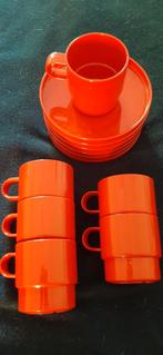 Diverse oranje/rood vintage Mepal camping servies, Caravans en Kamperen, Ophalen of Verzenden, Gebruikt
